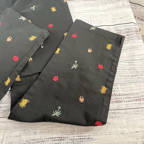 Coldwater Creek Pants sz 6 Black Tropical Palm Trees Pineapples Flowers Stretch - Picture 4 of 7